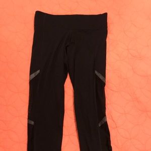 Black leggings with shear cutout on thigh